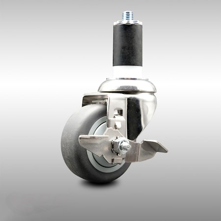 Service Caster 3.5 Inch 316SS Thermoplastic Rubber Swivel 1-1/2 Inch Stem Caster Brake SCC SCC-SS316EX20S3514-TPRB-TLB-112